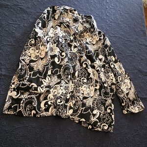 Elegant Black and White Women's Linen Top - 3X